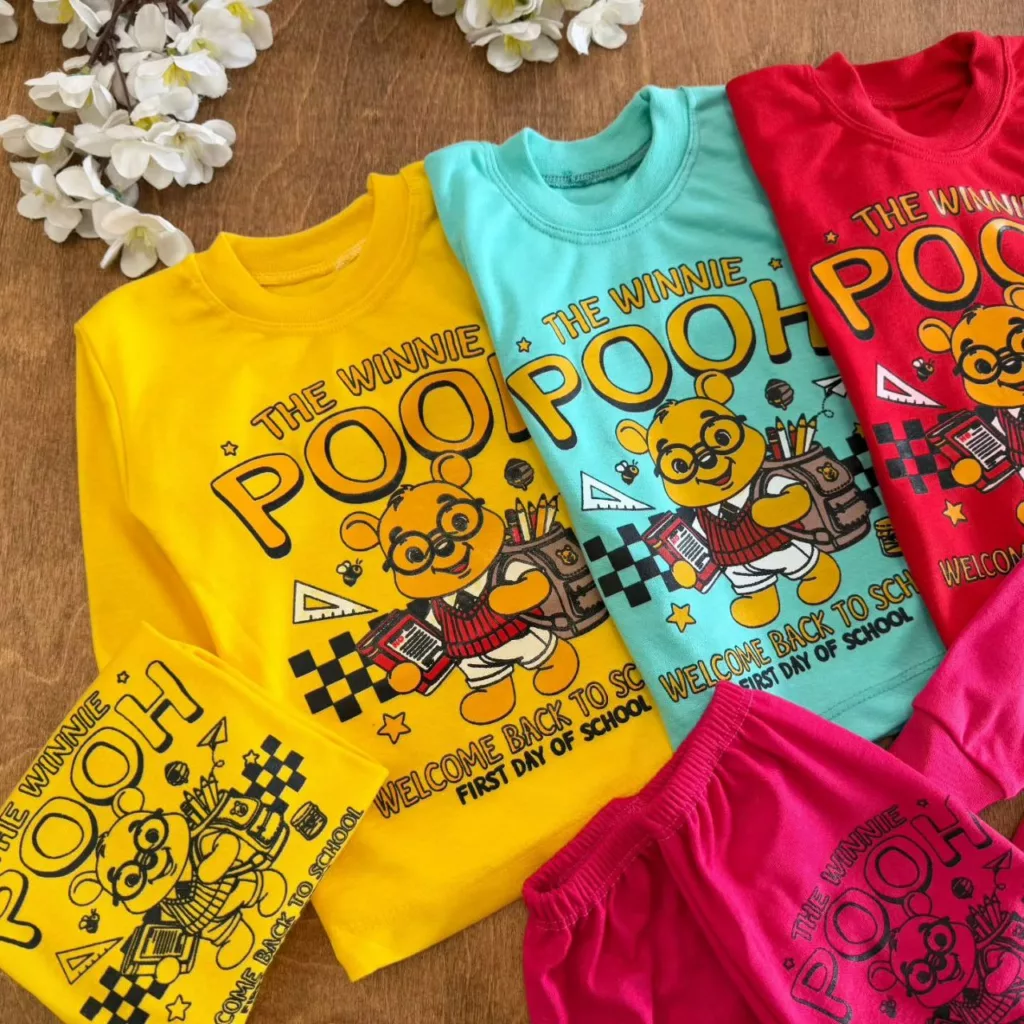 بلوز شلوار خرس پو درس خوان سایز ۴ تا ۶ کد ۵۶۹۰ر