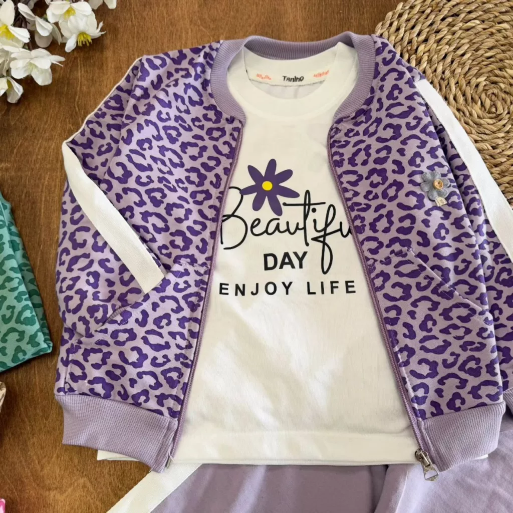 ست ۳ تکه سویشرت شلوار پلنگی گل برجسته سایز ۴۰،۴۵ کد ۵۶۹۳