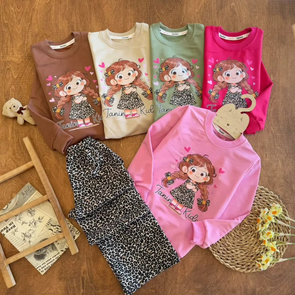 بلوز شلوار پلنگی دختر کوچولو سایز ۴۵ تا ۵۵ کد ۵۷۲۰