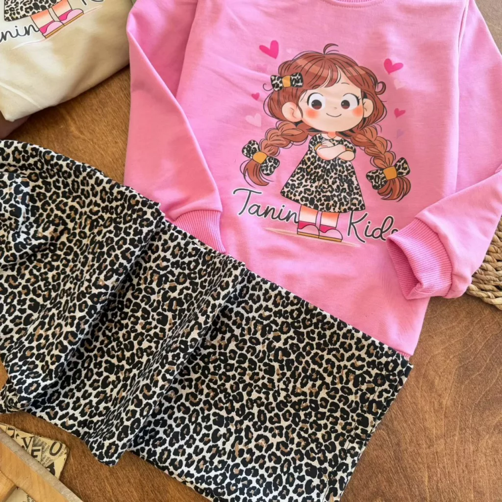 بلوز شلوار پلنگی دختر کوچولو سایز ۴۵ تا ۵۵ کد ۵۷۲۰