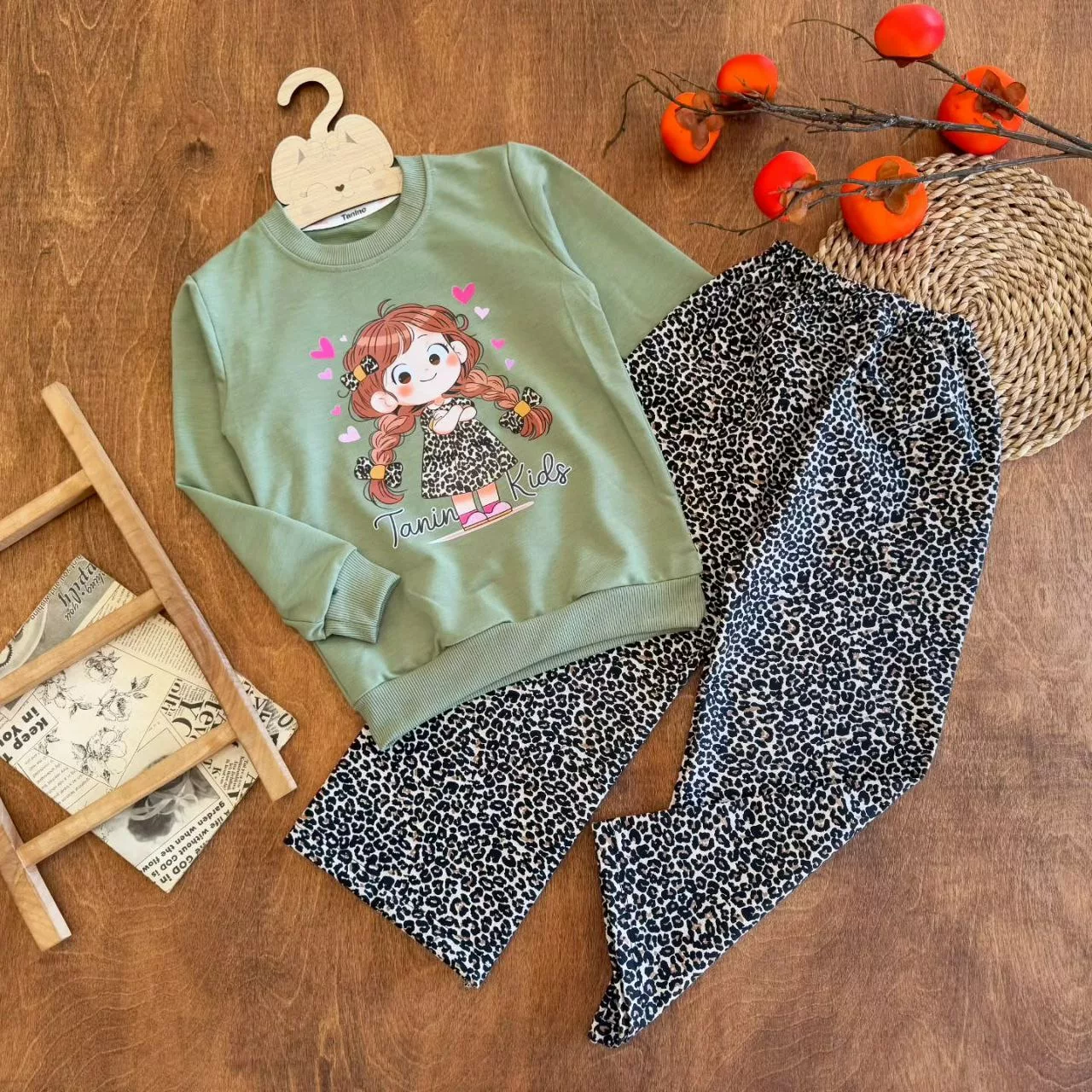 بلوز شلوار پلنگی دختر کوچولو سایز ۴۵ تا ۵۵ کد ۵۷۲۰