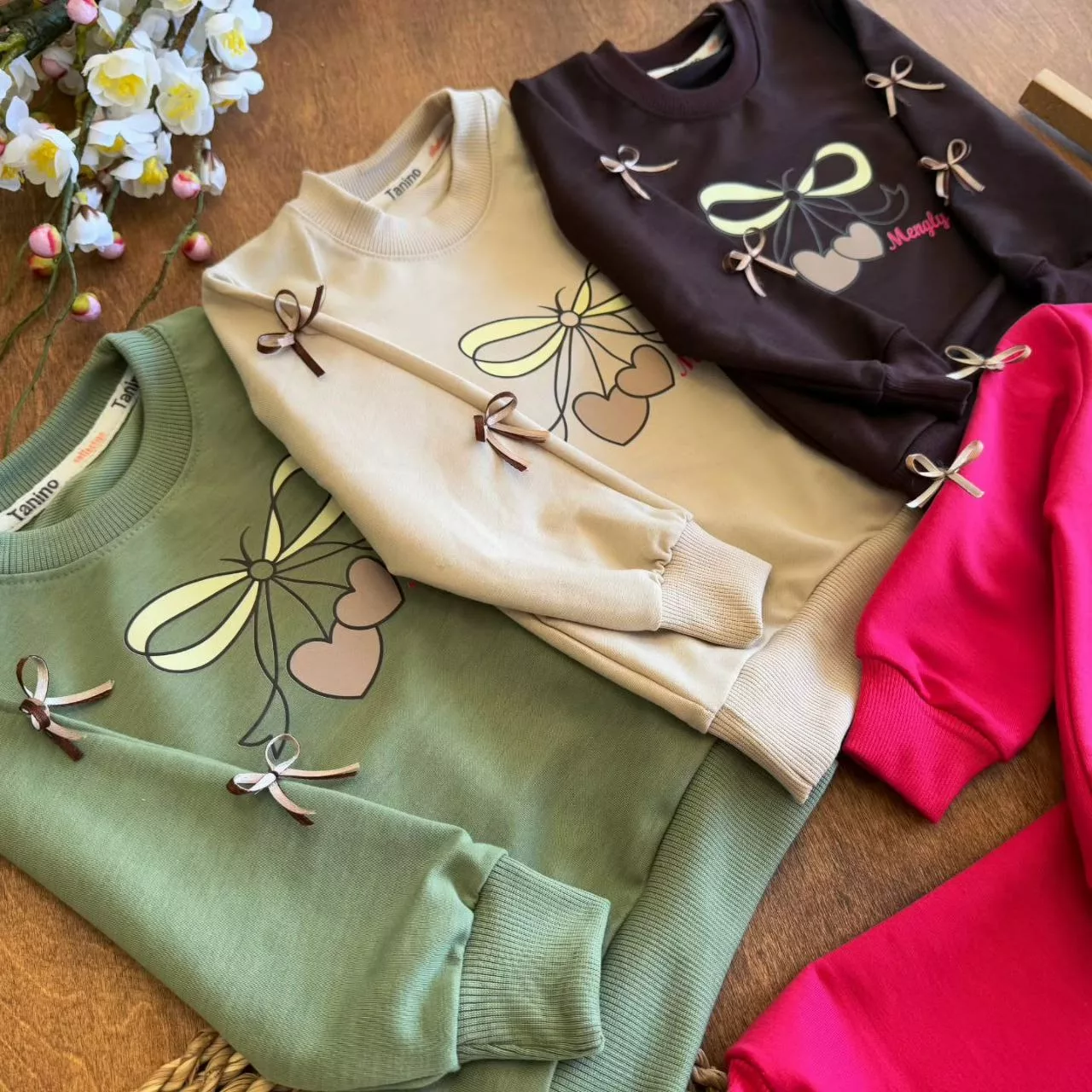 بلوز شلوار پاپیون و قلب (تنی نو) سایز ۳۵ تا ۴۵ کد ۵۷۲۲