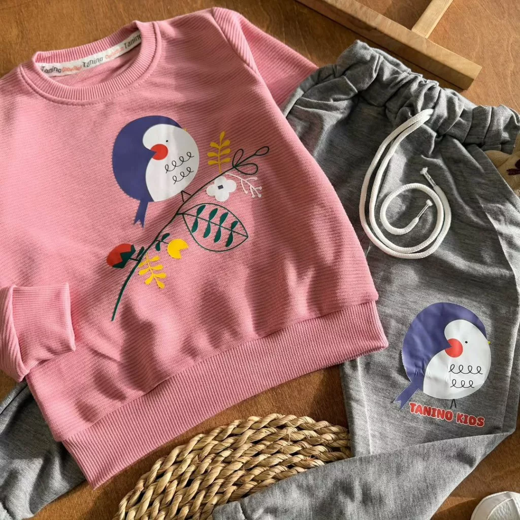 بلوز شلوار اتوبانی گنجشک و گل سایز ۴۰،۴۵ کد ۵۷۲۳