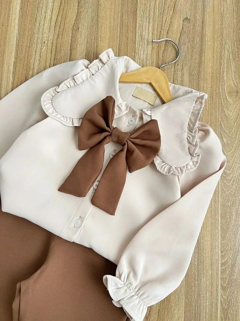 شومیز و شلوار پاپیون سایز ۴۰ تا ۵۵ کد ۵۷۸۸