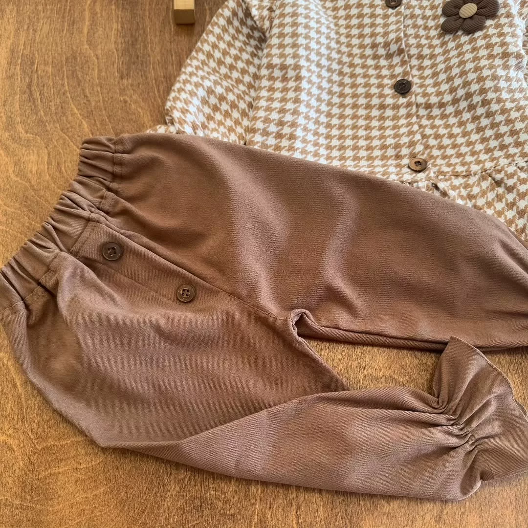 کت و شلوار دخترانه گل برجسته کد ۵۵۹۹