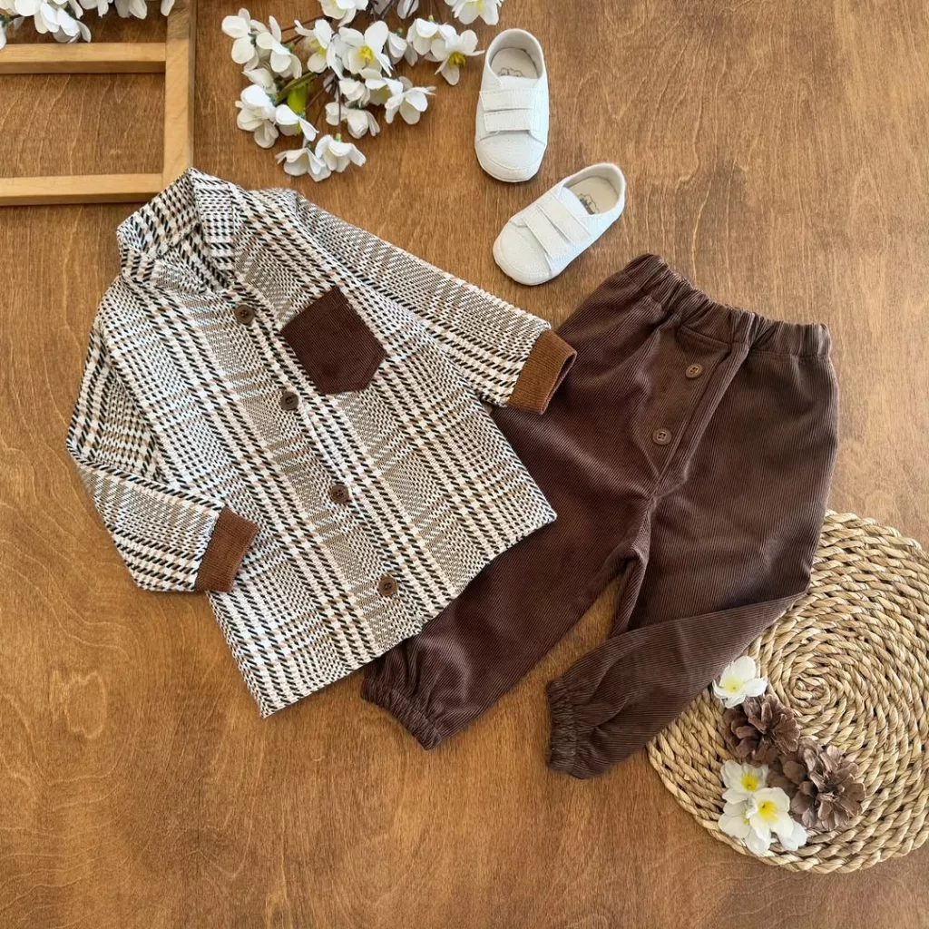 کت و شلوار پسرانه جیب دار مدل رادین (آستین روشن) کد ۵۶۰۰-1