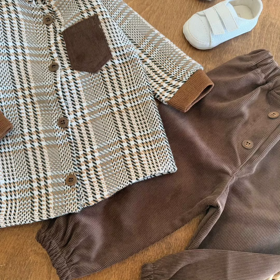 کت و شلوار پسرانه جیب دار مدل رادین (آستین روشن) کد ۵۶۰۰-1