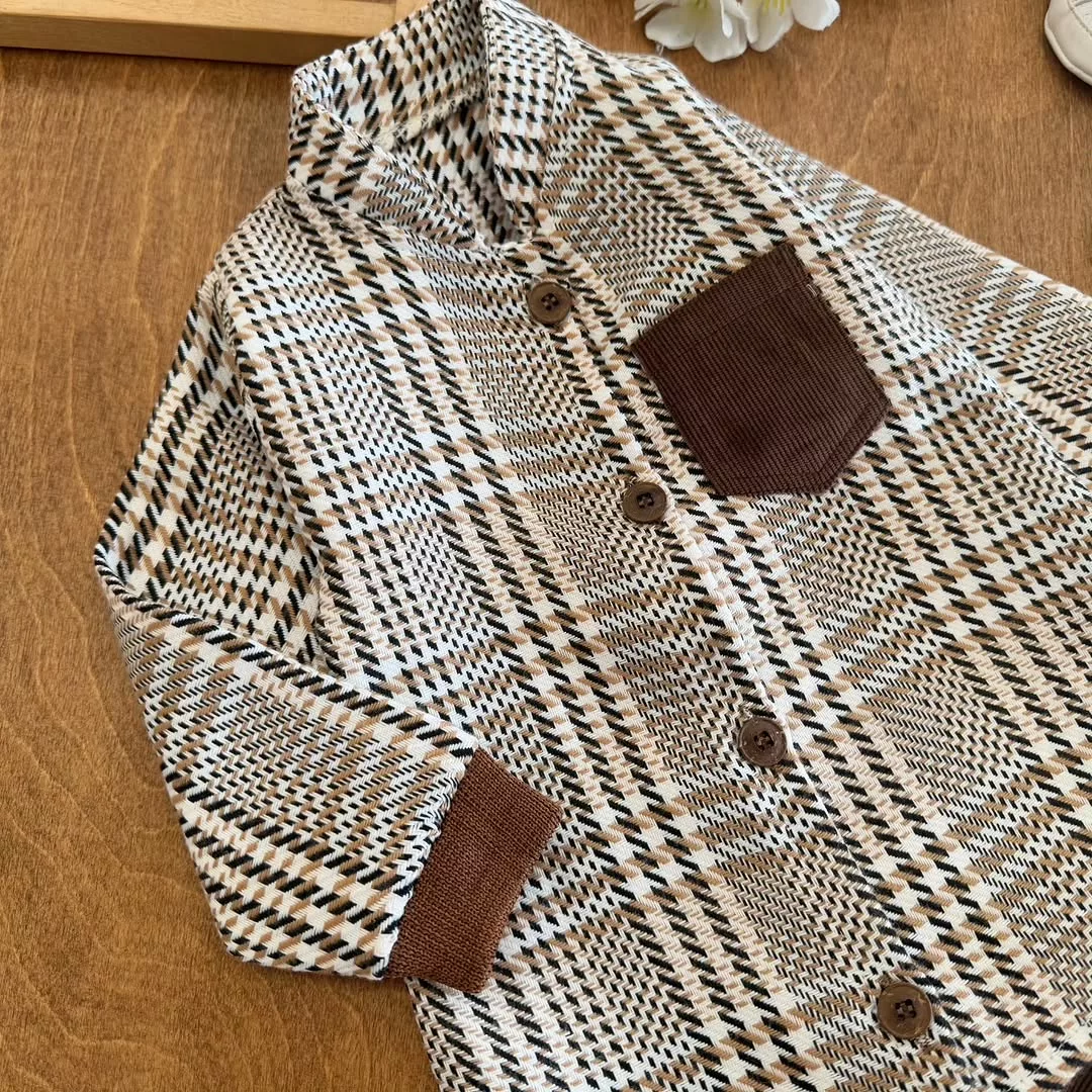 کت و شلوار پسرانه جیب دار مدل رادین (آستین روشن) کد ۵۶۰۰-1