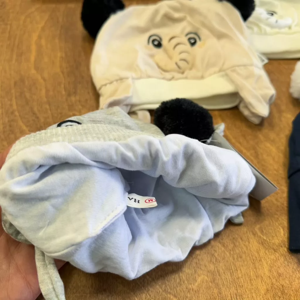 کلاه نخ پنبه نوزادی فیل خرطوم دار کد 2586