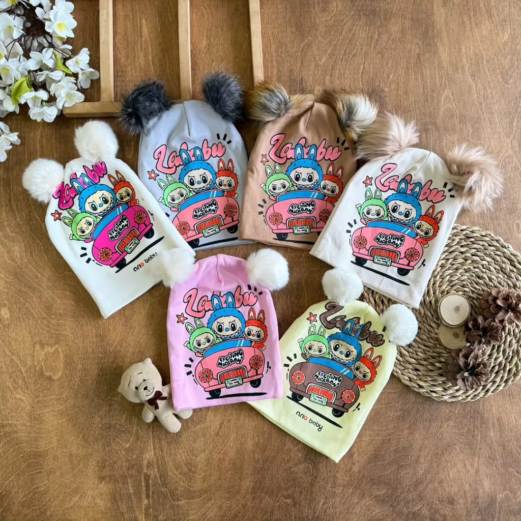 کلاه پوم دار لبوبو سایز 1،2 کد 5740