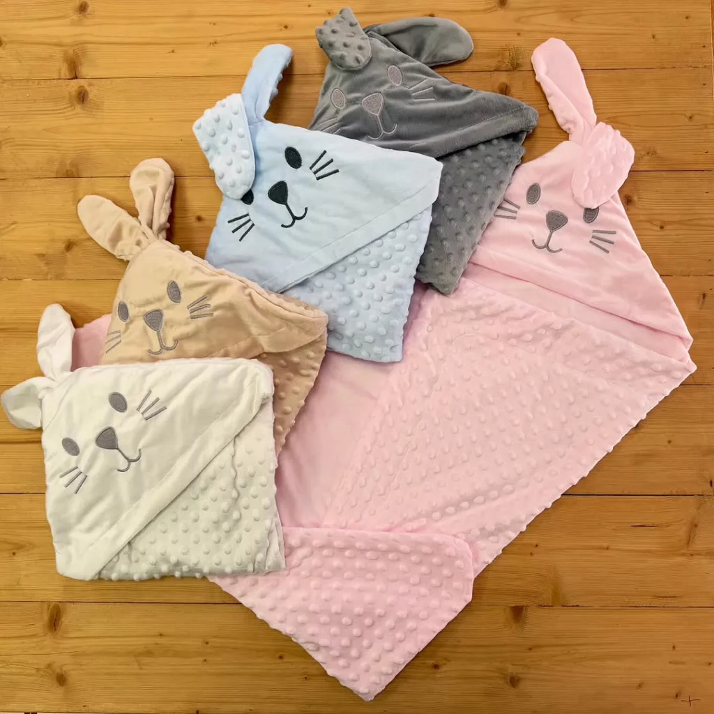 پتو دورپیچ حبابی مخمل خرگوش گوش دار کد 5013