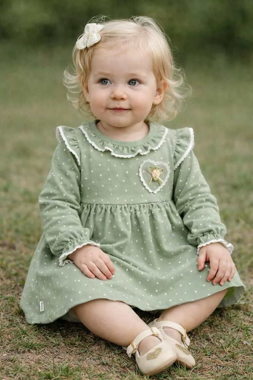 بادی دامن دار پرنسس سبز آستین بلند کد 5779