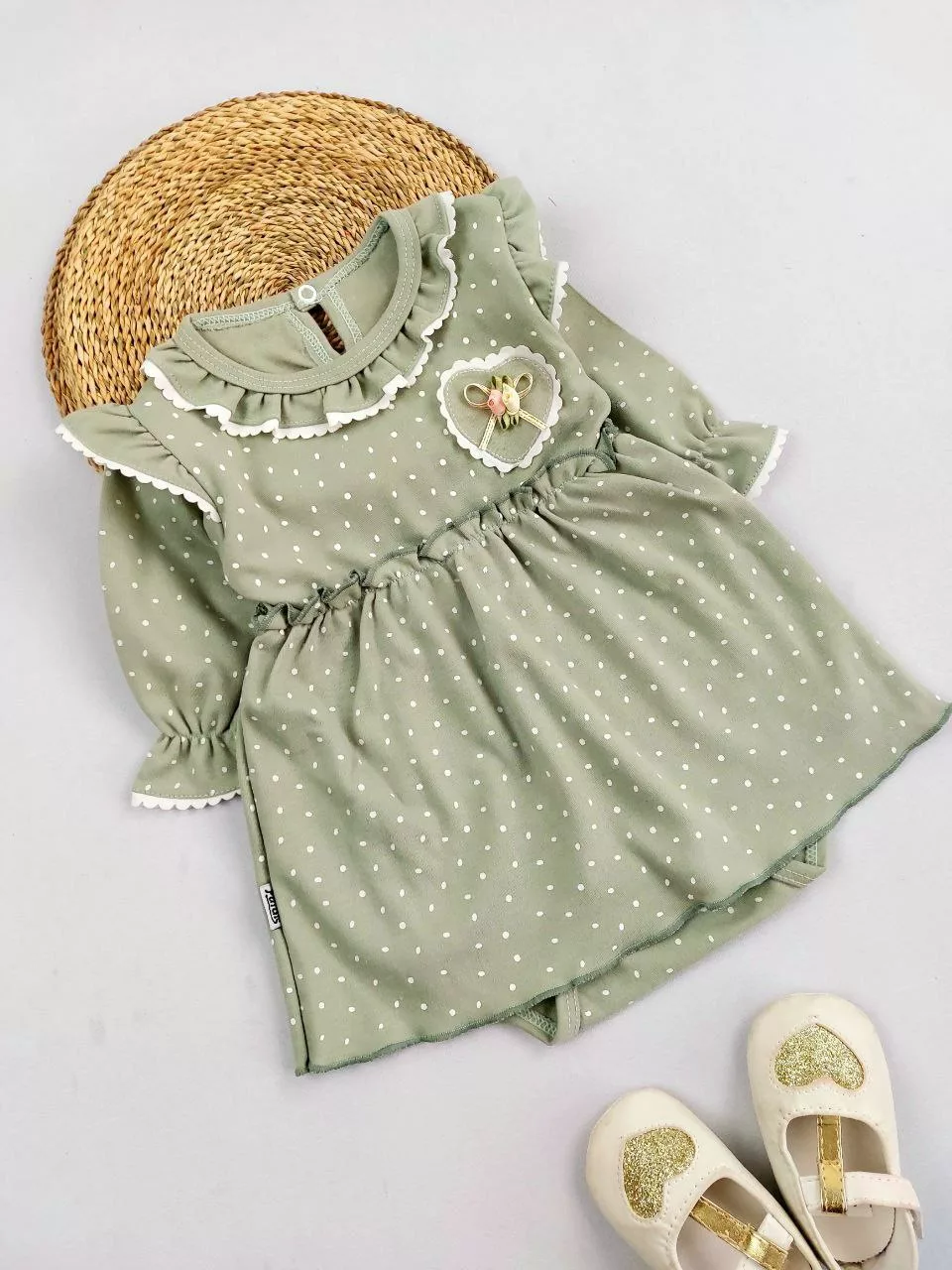 بادی دامن دار پرنسس سبز آستین بلند کد 5779