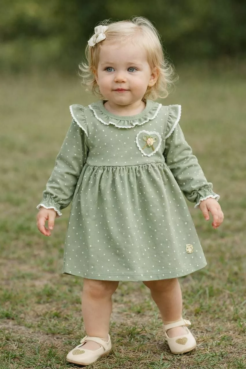 بادی دامن دار پرنسس سبز آستین بلند کد 5779