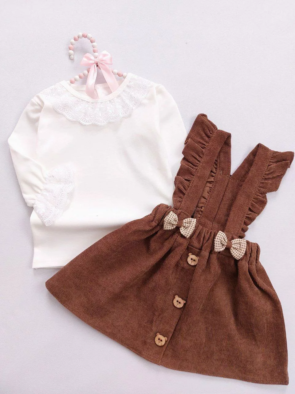 ست سارافون تور باله دار مخمل قهوه ای کد 5778