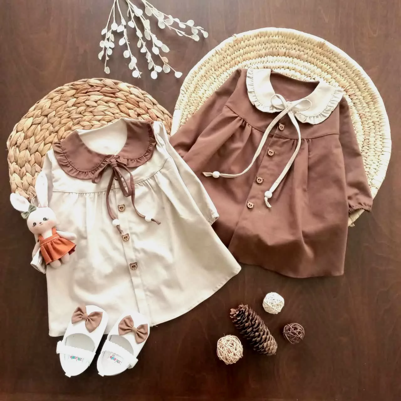 پیراهن کتان دخترانه کد 5780