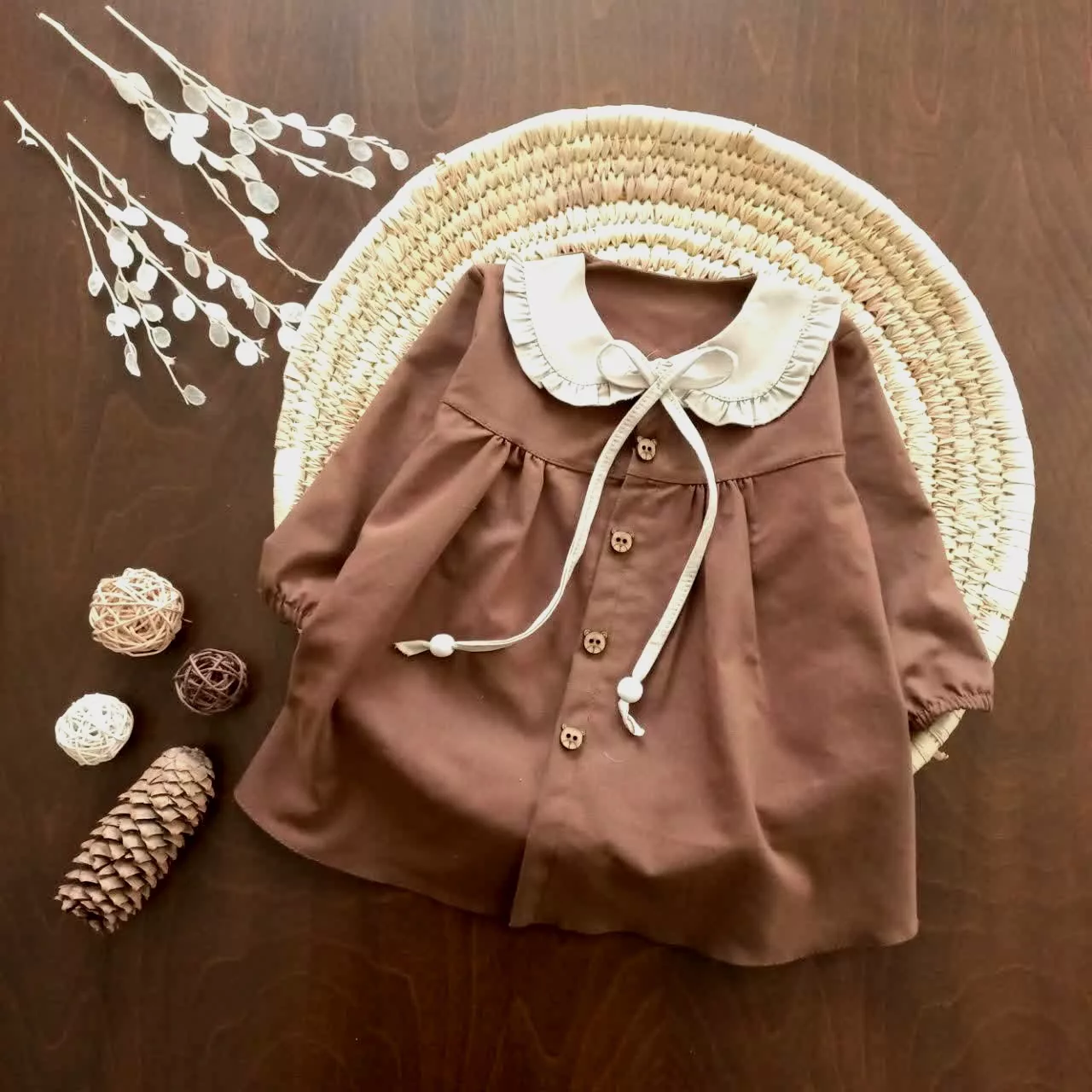 پیراهن کتان دخترانه کد 5780