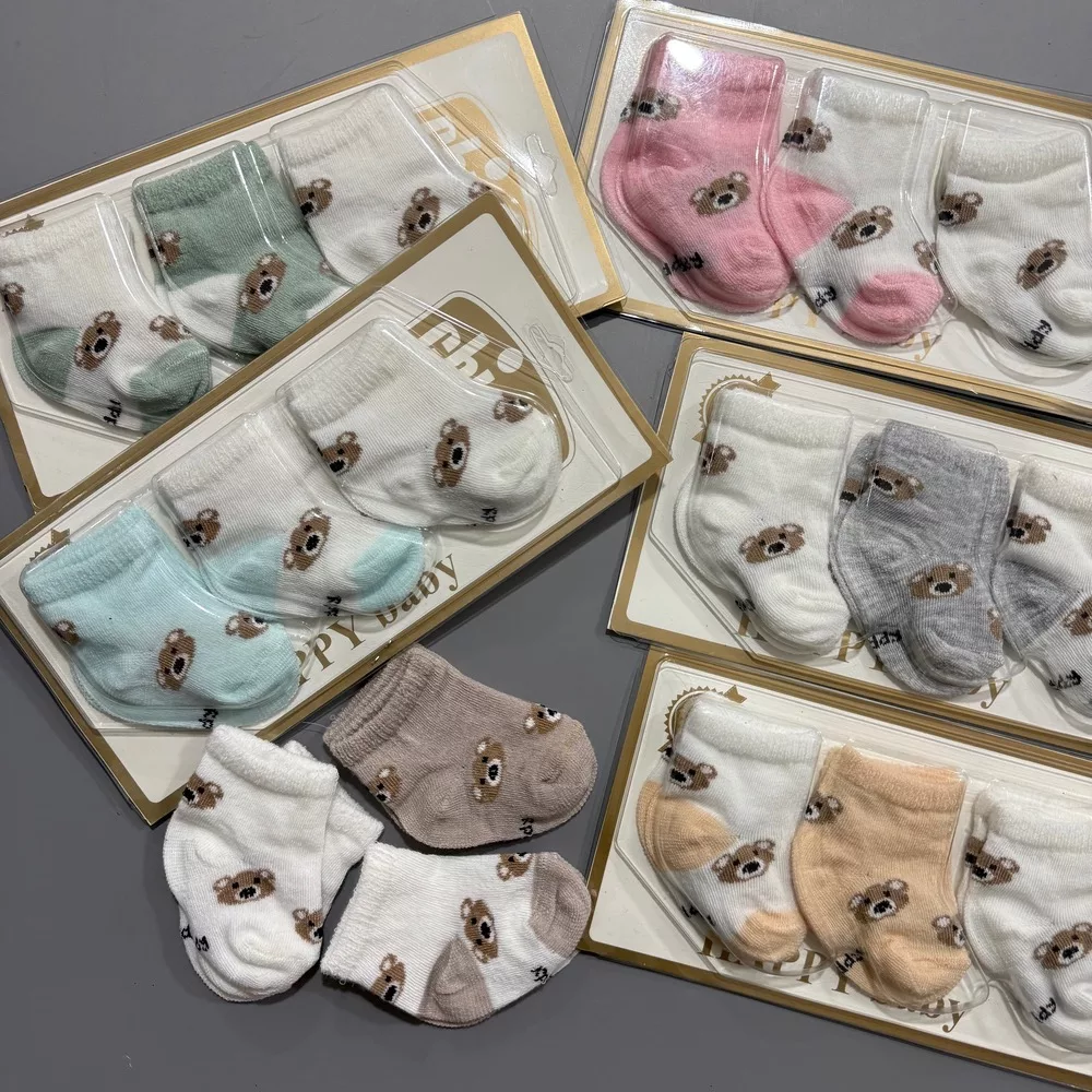 جوراب کارتی نوزادی طرح کله خرس کد 4275