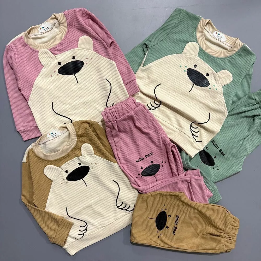 بلوز شلوار کبریتی خرس قطبی گوش دار سایز ۳۵،۴۰ کد ۵۷۹۴