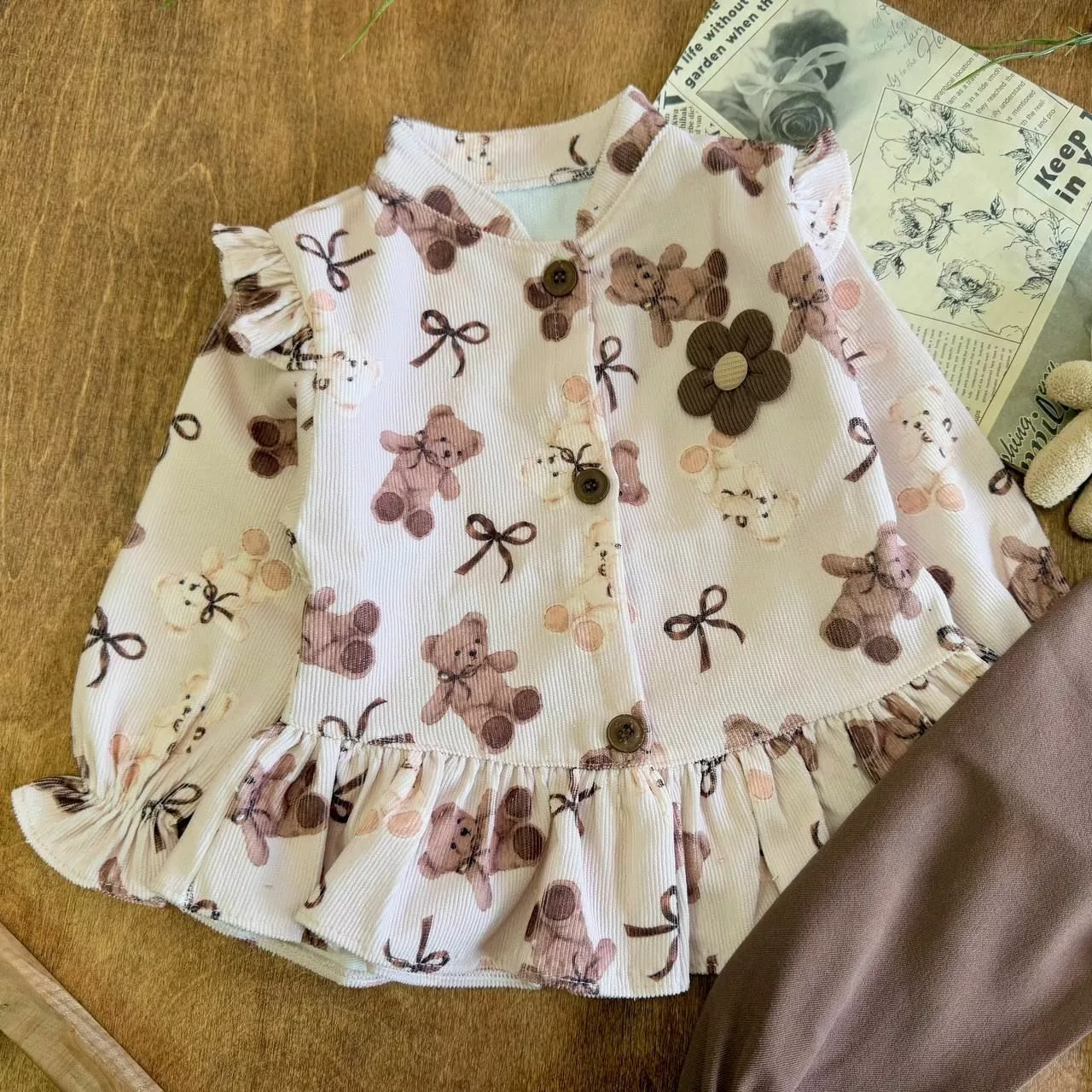 مانتو شلوار مخمل کتان خرس تدی کد ۵۸۰۱