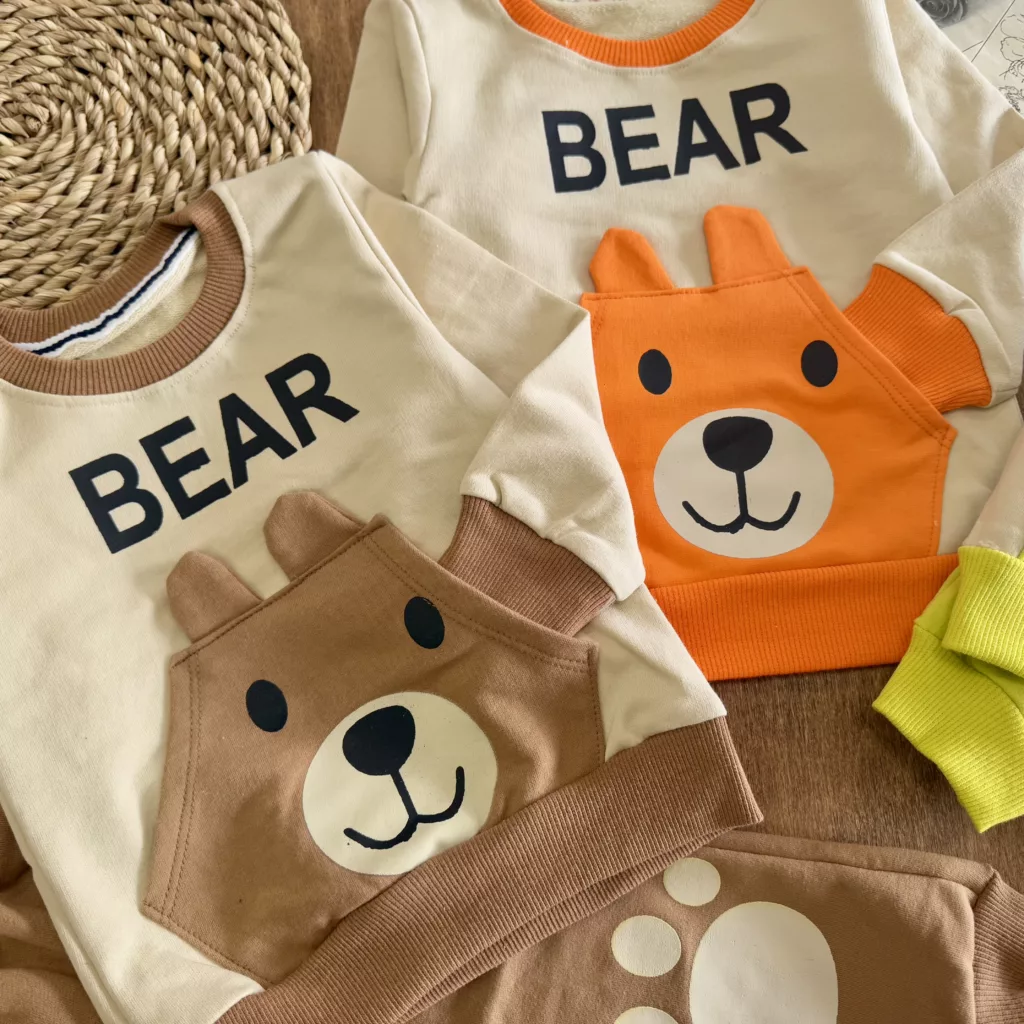 بلوز شلوار خرس جیب گوش دار Bear سایز 35،40 کد 5750