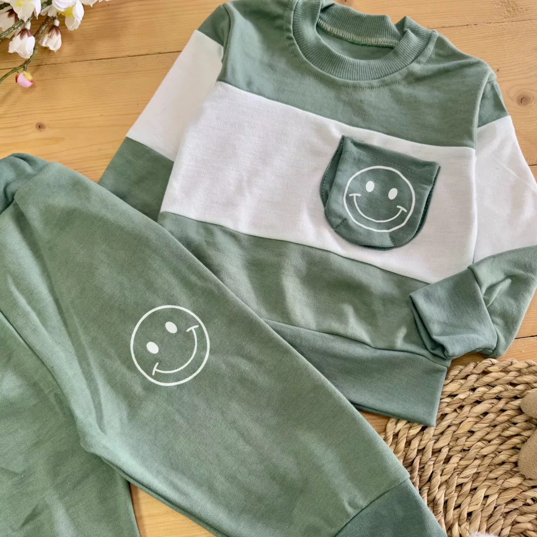 بلوز شلوار لبخند سبز جیب دار کد 5764