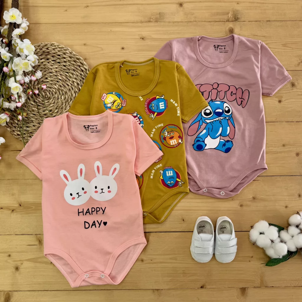 بادی آستین کوتاه (پاپیون) سه طرح کد 5770