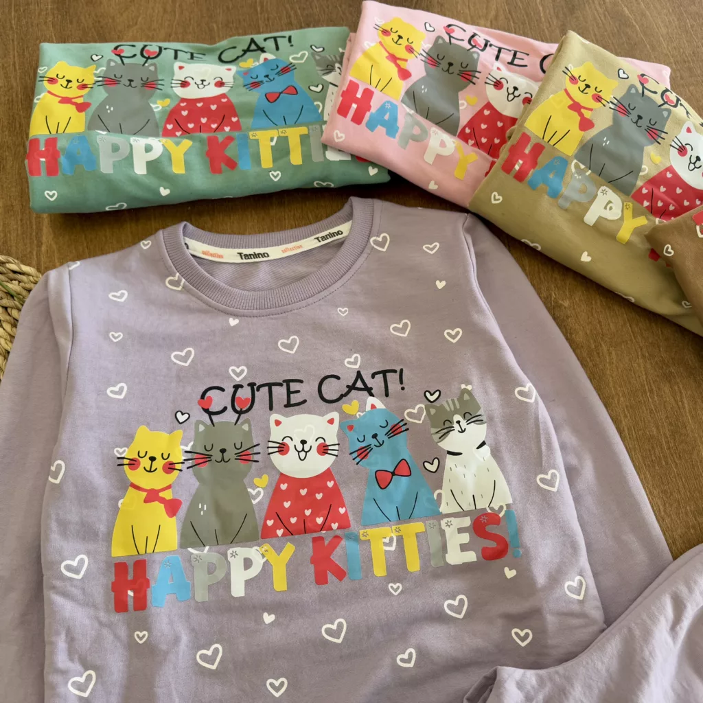 بلوز شلوار پنج گربه تنی نو سایز 50،55 کد 5760