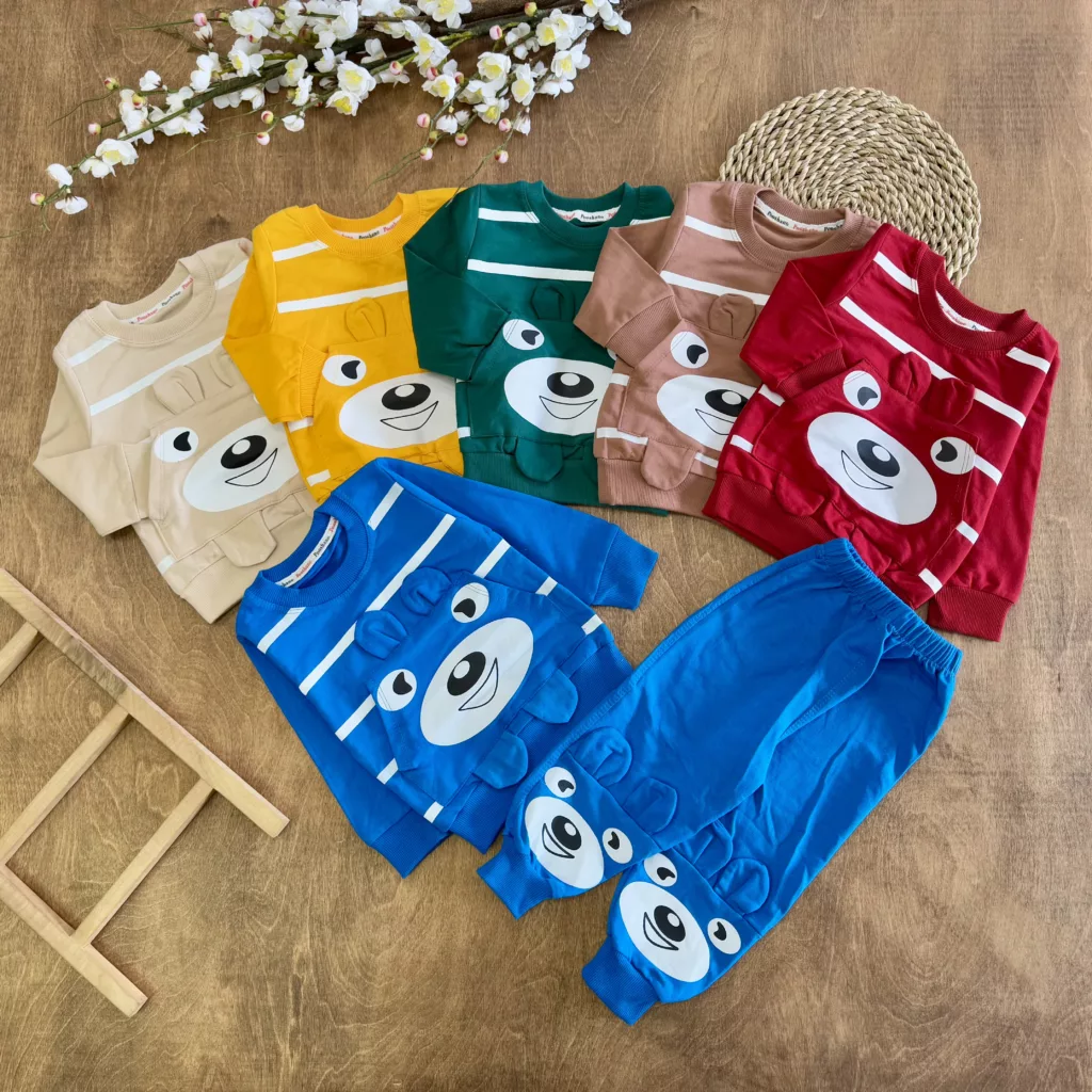 بلوز شلوار راه راه جیب گوش دار سایز 35،40 کد 5775