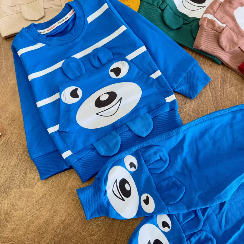 بلوز شلوار راه راه جیب گوش دار سایز 35،40 کد 5775