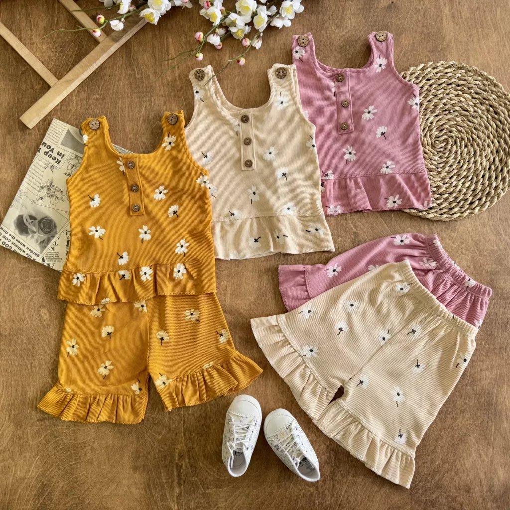 تاپ شلوارک کبریتی شکوفه سایز 1 تا 3 کد 5784