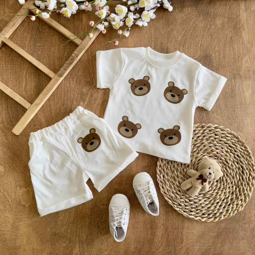 تیشرت شلوارک سفید 4 خرس سایز 1 تا 3 کد 5781