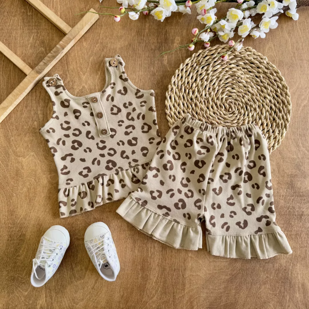 تاپ شلوارک کبریتی پلنگی سایز 1 تا 3 کد 5783