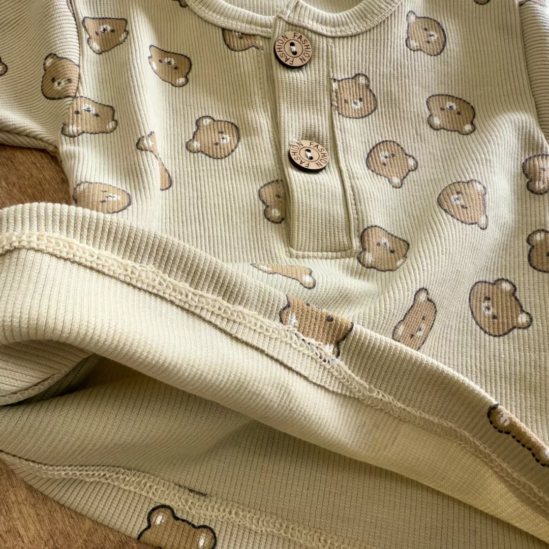 تیشرت شلوارک کبریتی تمام چاپ دکمه دار خرس سایز 1 تا 3 کد 5782