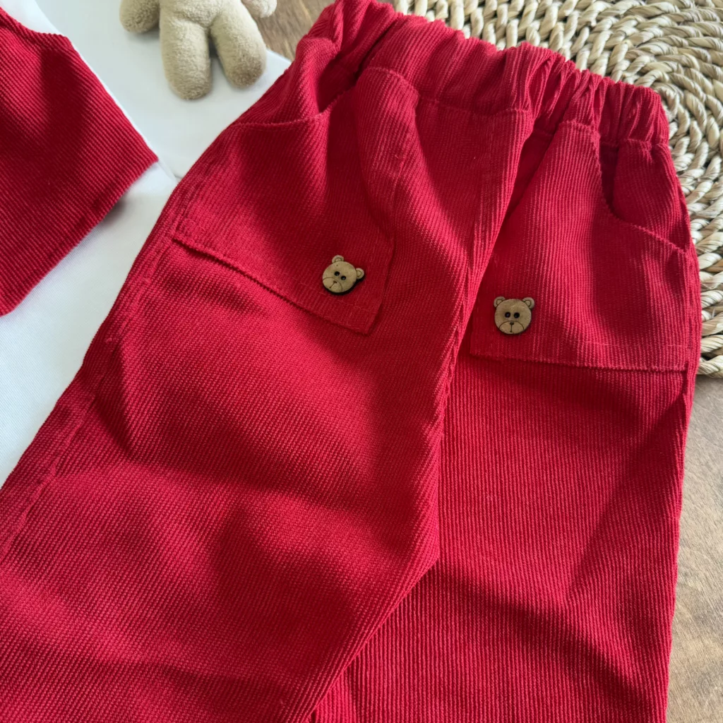 بلوز شلوار جلیقه ای قرمز کد 3821