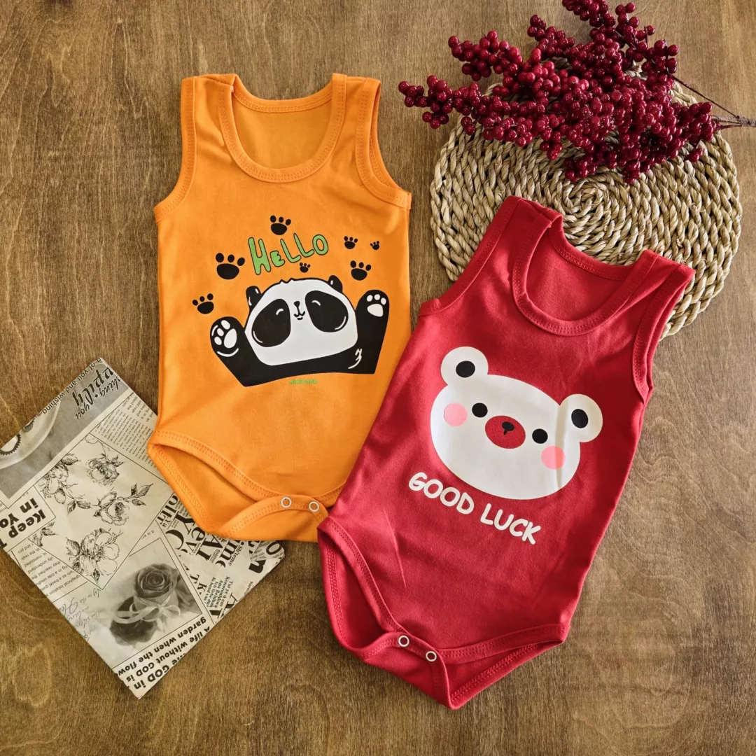 بادی رکابی پنبه پاندا و خرس سایز 1 تا 3 کد 5751