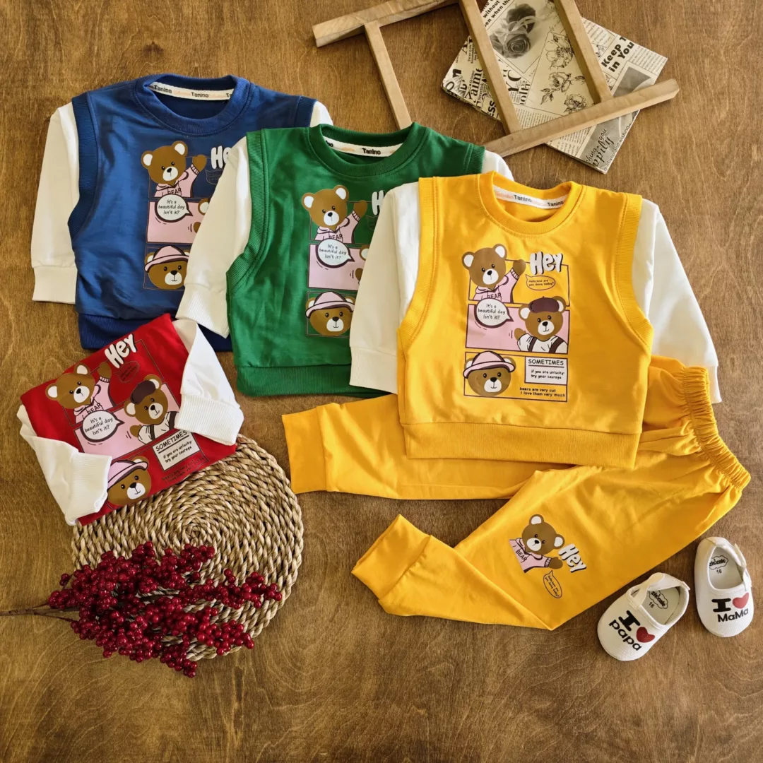 بلوز شلوار خرس آستین سارافونی سایز 35 تا 45 کد 5757