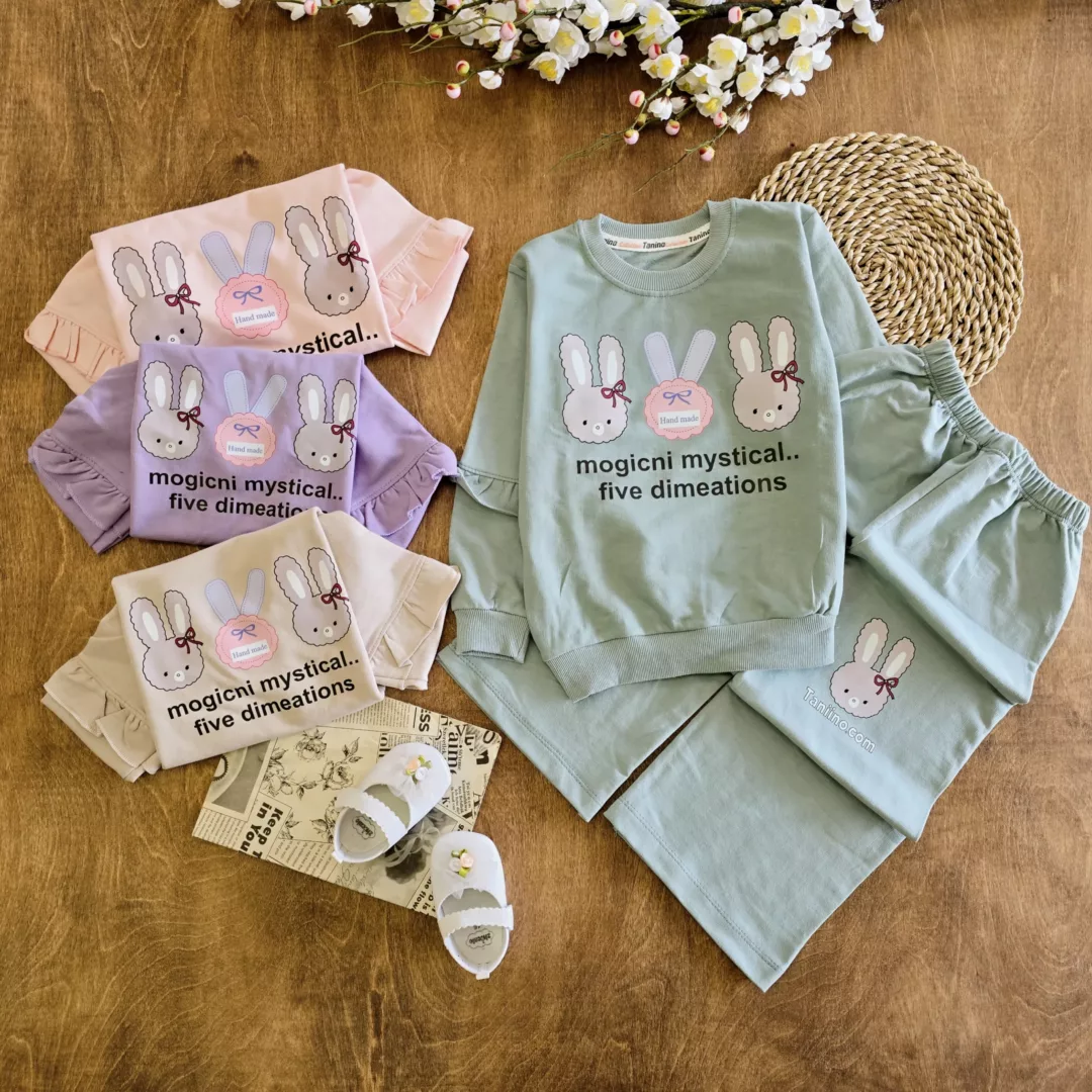 بلوز شلوار سه کله خرگوش چین دار سایز 45،50 کد 5756