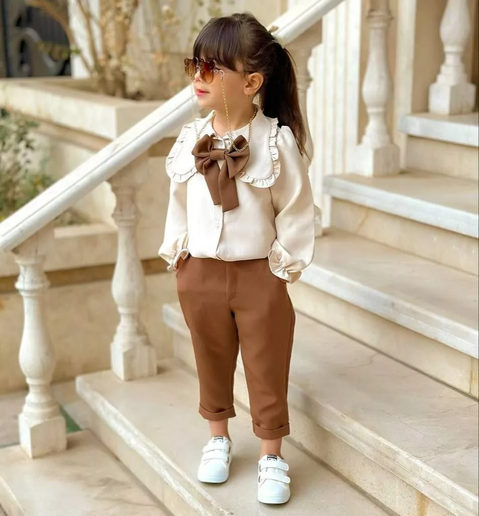 شومیز و شلوار پاپیون سایز ۴۰ تا ۵۵ کد ۵۷۸۸