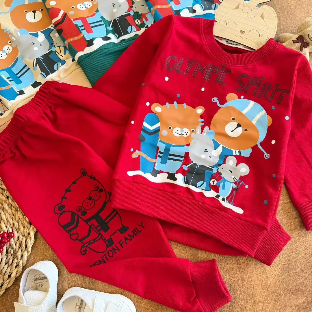 بلوز شلوار المپیک زمستانی حیوانات سایز ۳۵ تا ۴۵ کد ۵۷۳۳