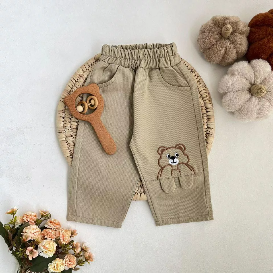 شلوار کتان پنبه خرس پادار کد ۵۸۱۰