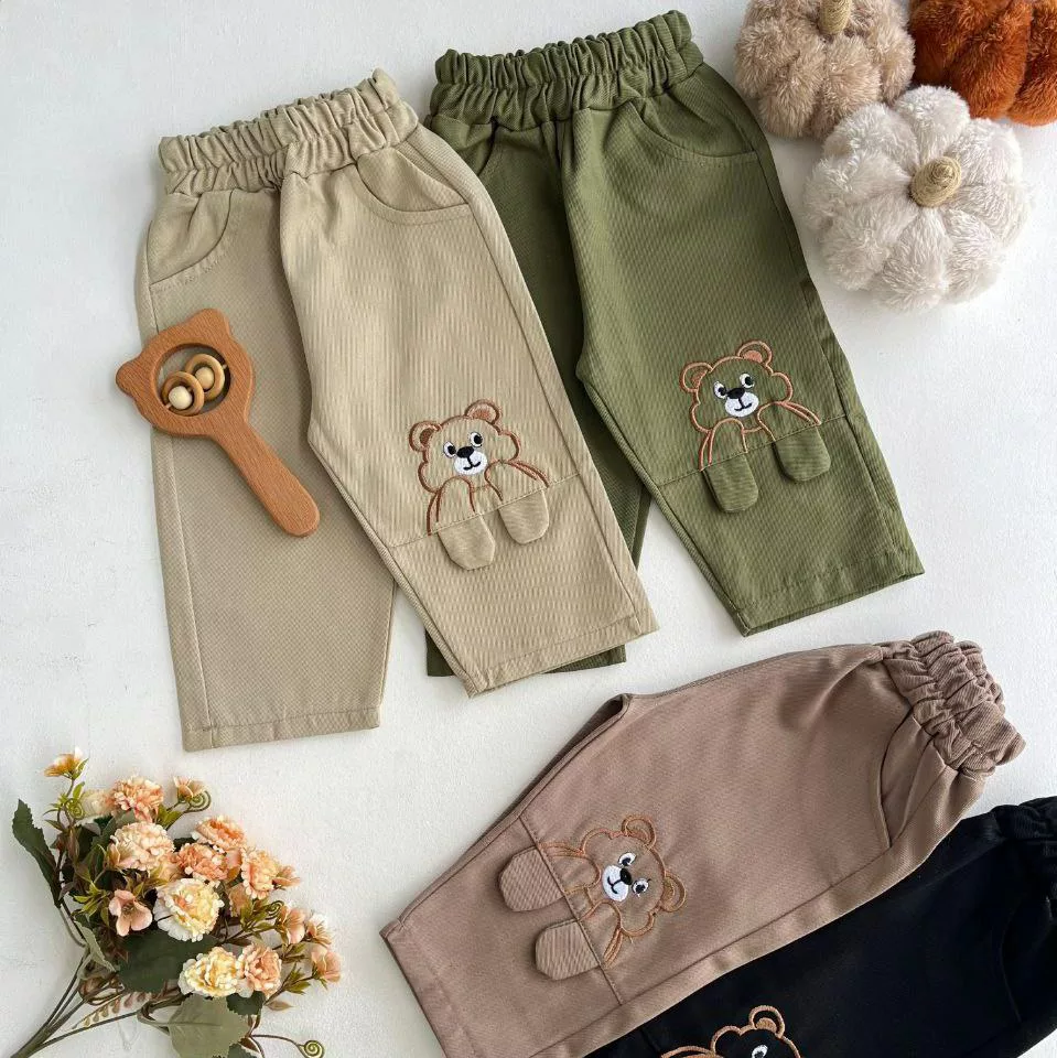 شلوار کتان پنبه خرس پادار کد ۵۸۱۰