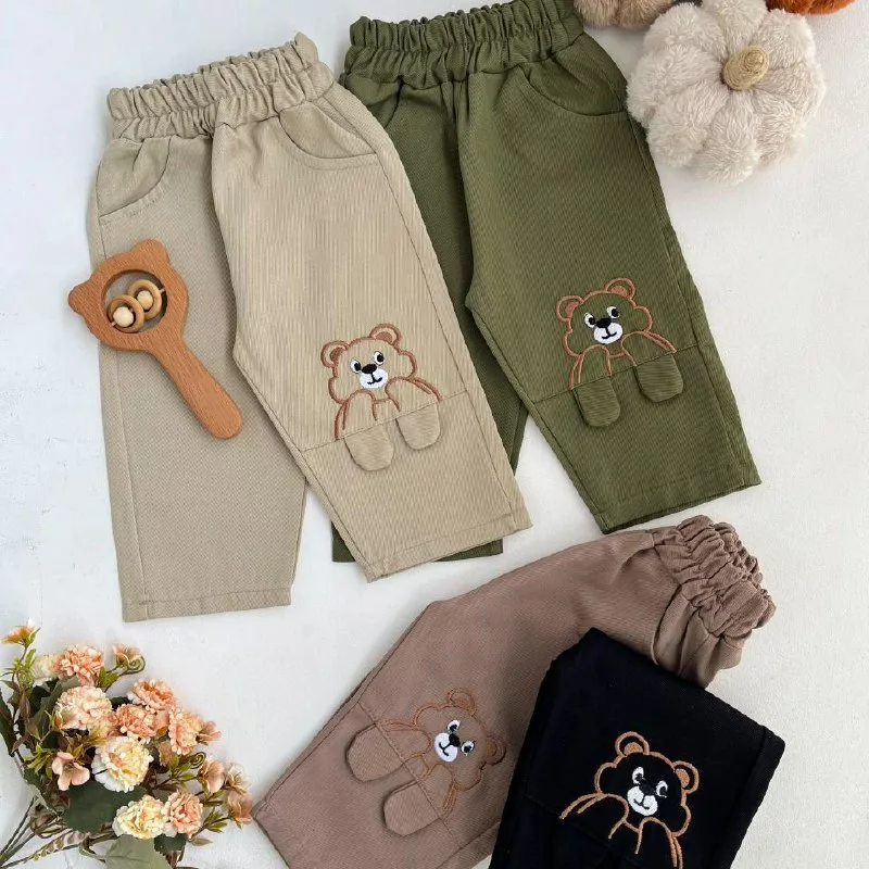 شلوار کتان پنبه خرس پادار کد ۵۸۱۰