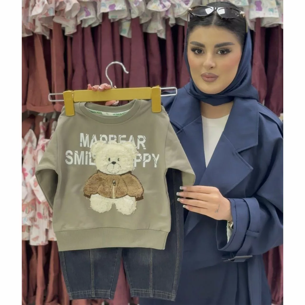 بلوز شلوار لی خرس پشمالو سایز ۴۰ تا ۵۵ کد ۵۸۵۹