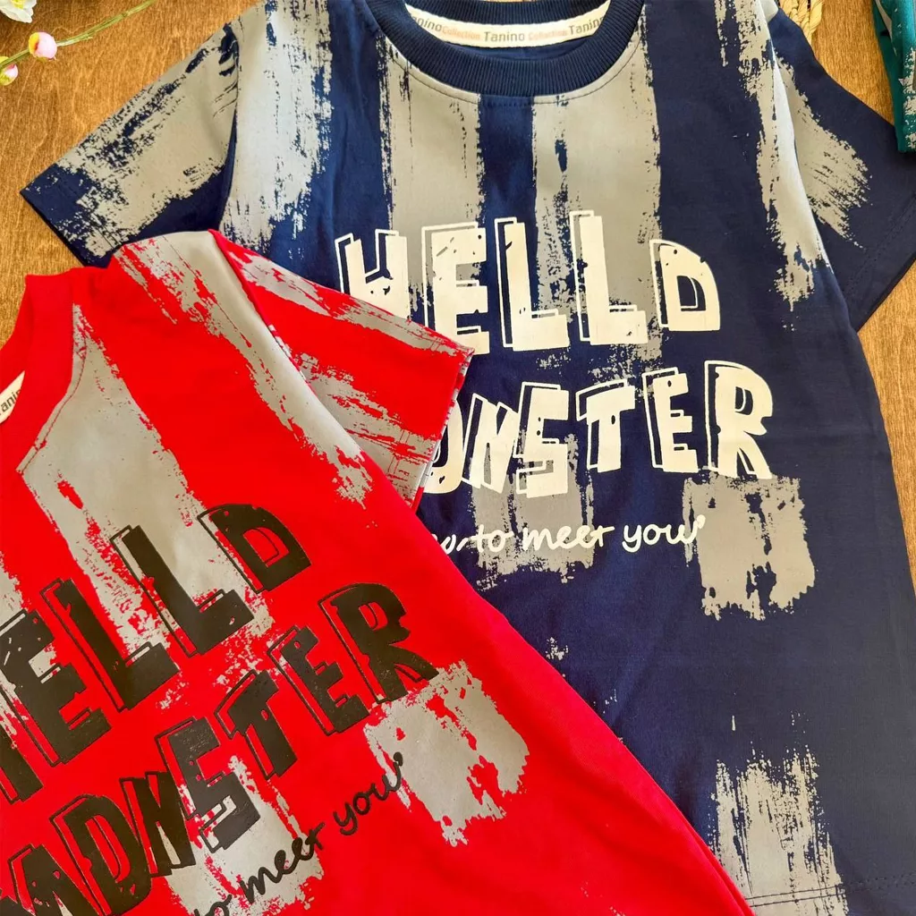 تیشرت تک طرح Hello سایز ۵۰،۵۵ کد ۵۸۵۳