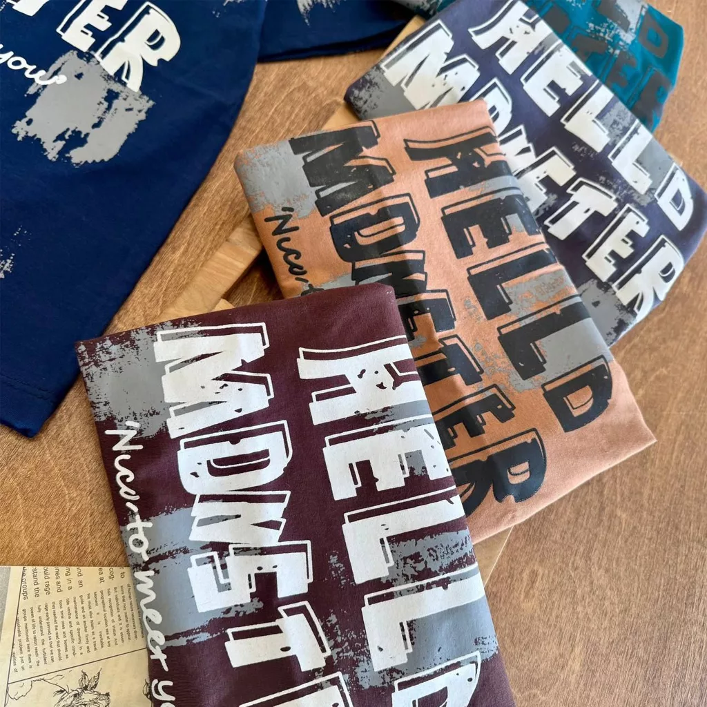 تیشرت تک طرح Hello سایز ۵۰،۵۵ کد ۵۸۵۳