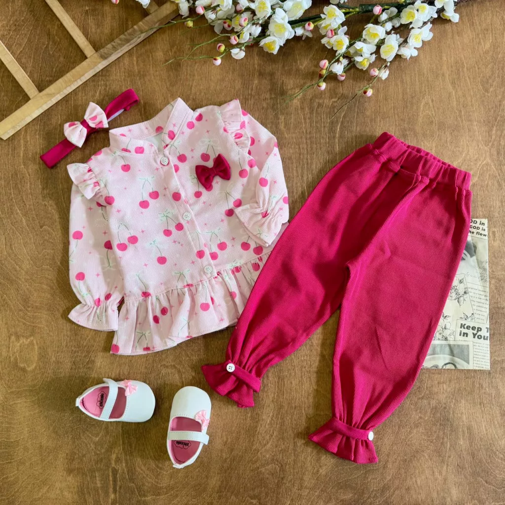 مانتو شلوار مخمل هددار آلبالو (سرخابی) کد 3875