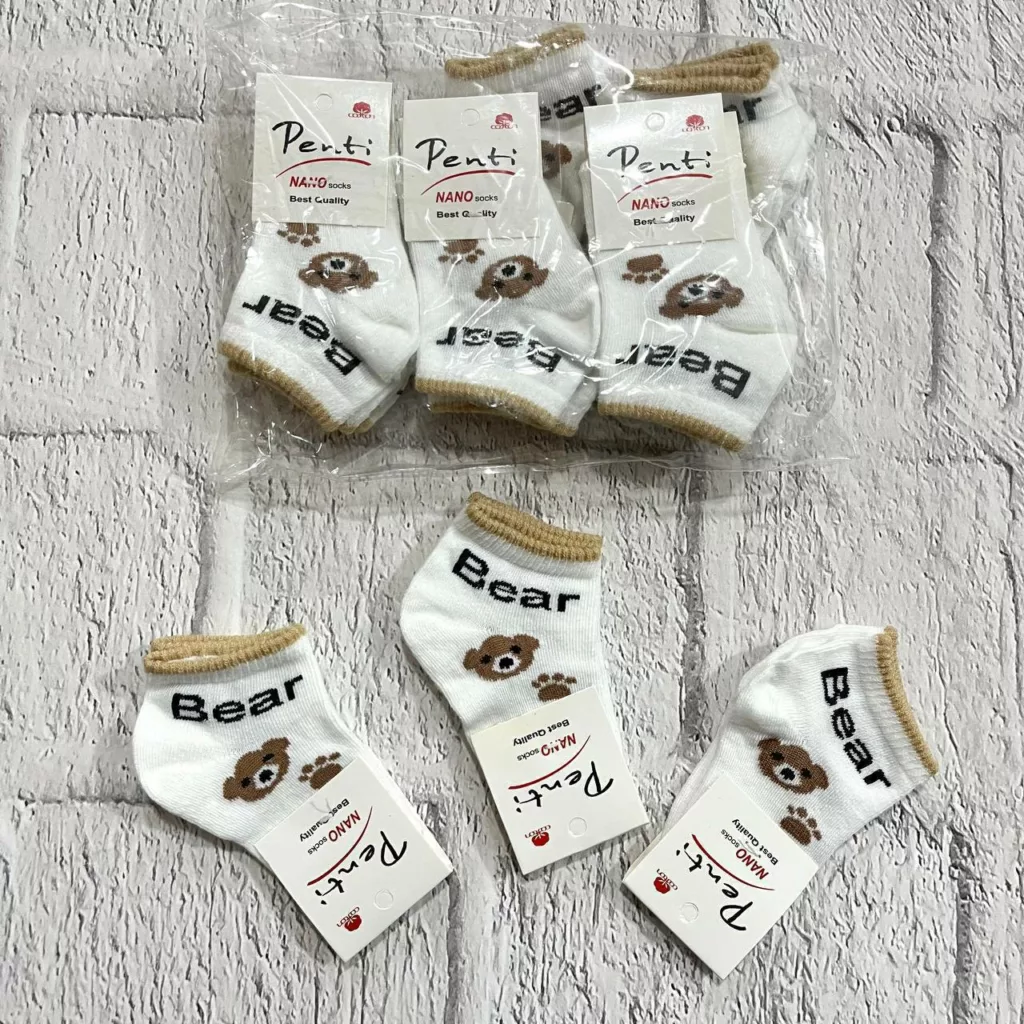 جوراب نخی نوزادی طرح خرس Bear کد 2152