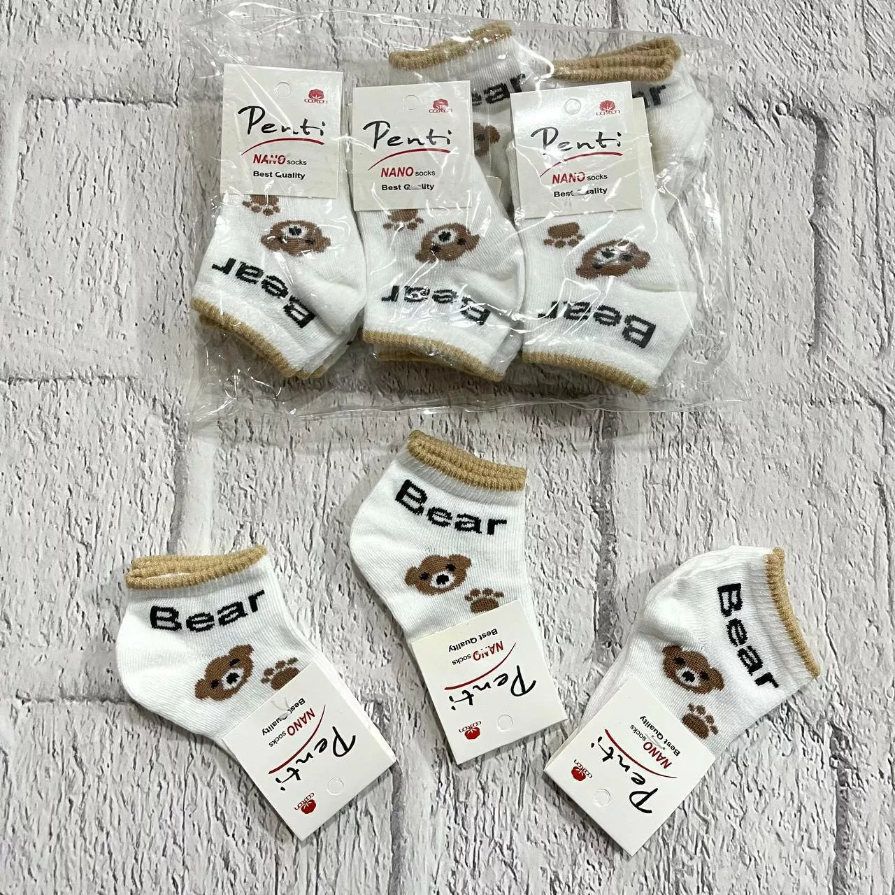 جوراب نخی نوزادی طرح خرس Bear کد 2152