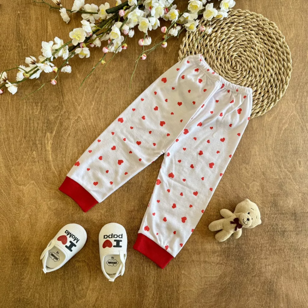 شلوار تک قلبی سفید سایز 4 تا 6 کد 1572